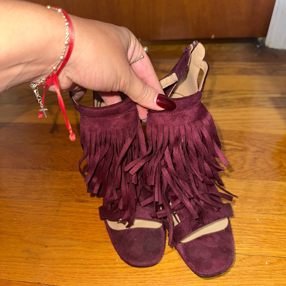 Fringe Burgundy Sandals